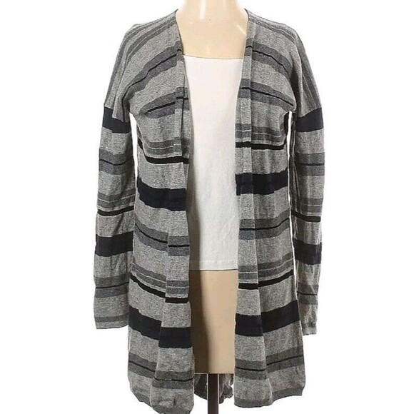 Derek Lam Sweaters - Derek Lam 10 Crosby 90% Wool Cardigan Size S flared Longline Striped Gray Soft